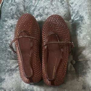 INTENTIONALLY BLANK Brown Mesh Flats